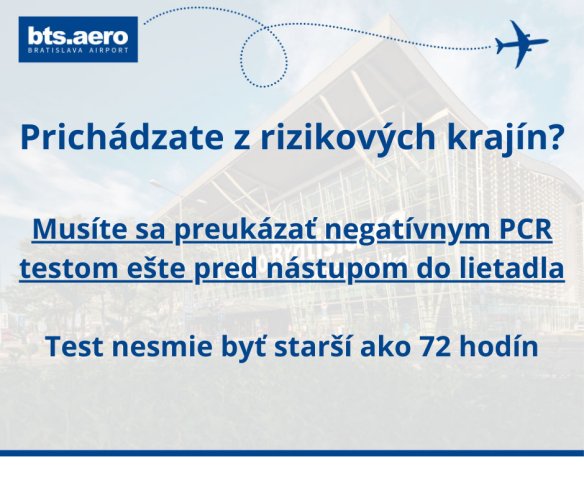Z rizikových krajín na palubu lietadla len s negatívnym PCR testom